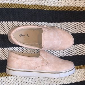 Baby pink snakeskin slip on sneakers 👟